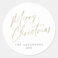 Gold and White Merry Christmas Script Photo