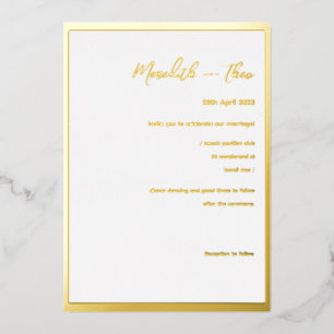 Gold And White Minimal Elegant Wedding Foil Invita