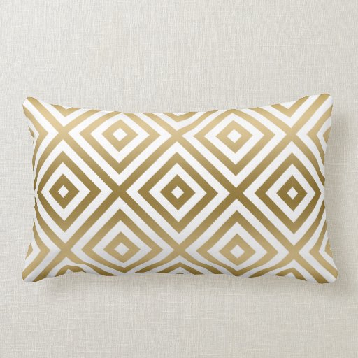 Image of Gold And White Modern Geometric Pattern Lumbar Cushion