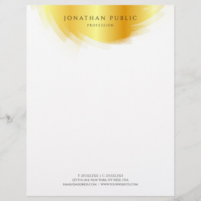 Gold And White Modern Simple Template Elegant Custom Letterhead (Front)