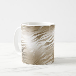 Gold and White Ombre Zebra Animal Print Coffee Mug