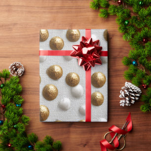 Gold and White Ornament Wrapping Paper   Elegant H