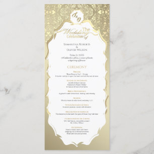 Gold and White ornate Monogram Wedding Program Programme