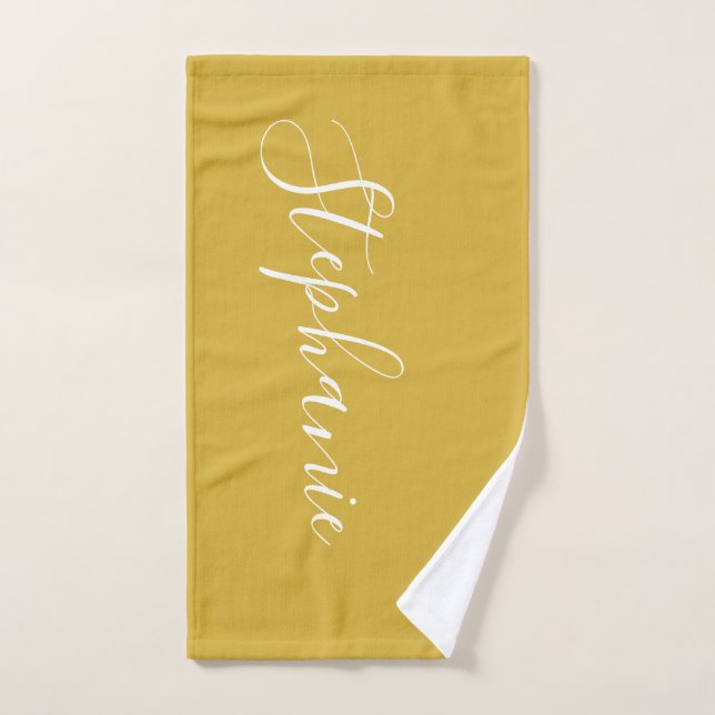 Gold and white personalised monogram workout towel (Hand Towel)