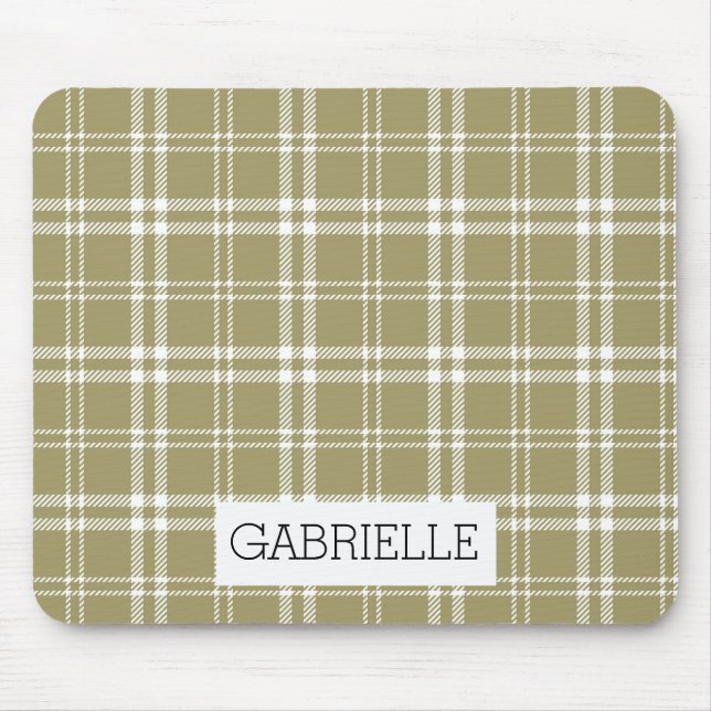 Gold and White Plaid Mouse Mat (Front)