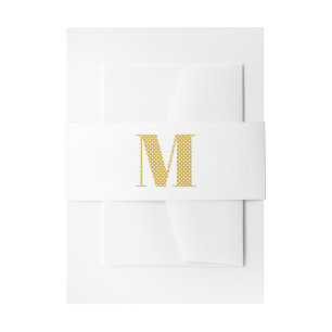 Gold and White Polka Dot Monogram Invitation Belly Band