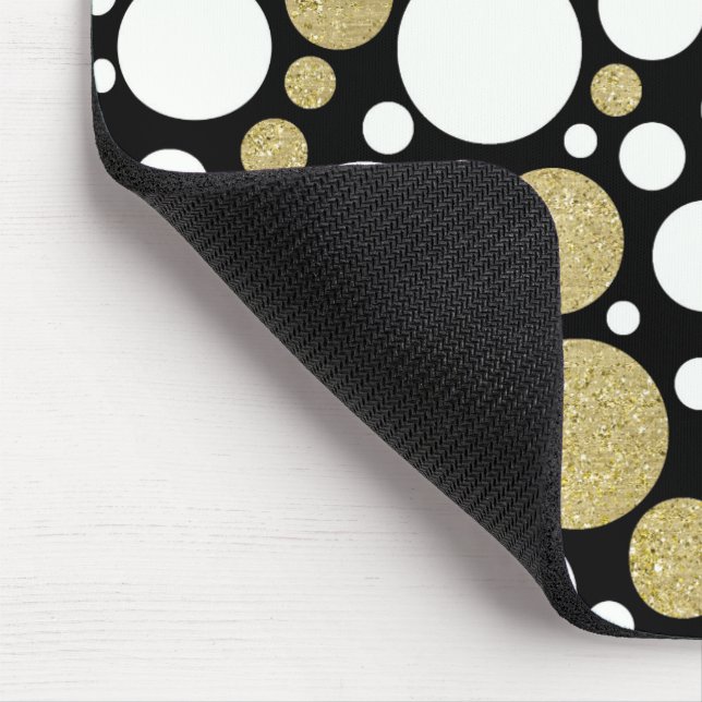 Gold and White Polka Dots Mouse Mat (Corner)