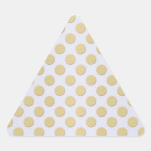 Gold and White Polka Dots Triangle Sticker