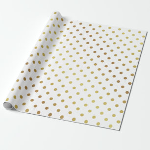 Gold and White Polka Dots Wrapping Paper