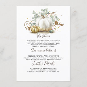Gold and White Pumpkin Wedding Details Information Enclosure Card