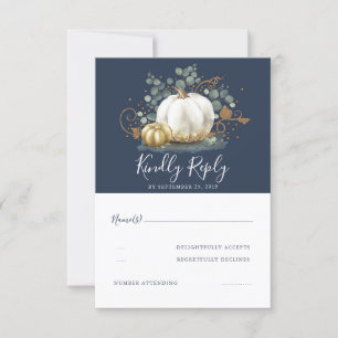 Gold and White Pumpkins Fall Wedding RSVP Card