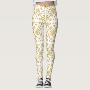 Gold and white retro pattern  leggings