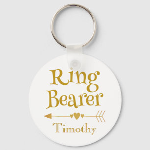 Gold and White Ring Bearer Key Ring