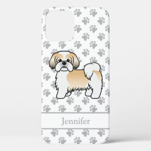 Gold And White Shih Tzu Cartoon Dog & Name iPhone 12 Pro Case