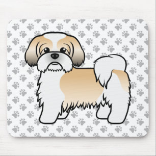Gold And White Shih Tzu Cute Cartoon Dog Mouse Mat