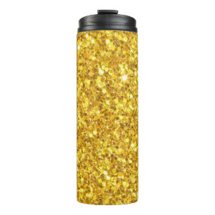 Gold And White Shiny Glitter Thermal Tumbler
