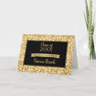Gold And White Sparkling Glitter Thank You Card