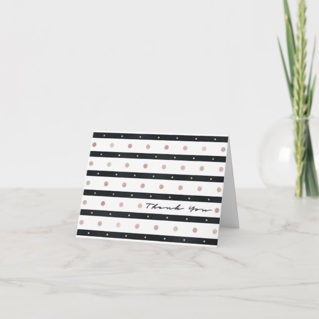 Gold and White Stripe Thank You Card (Front)