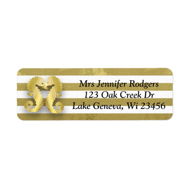 Gold and White Striped Seahorses Beach Themed (Front)