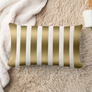 Gold and White Stripes Pattern Background Lumbar Cushion