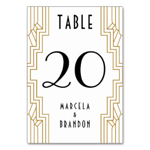 Gold and White Table Number Card