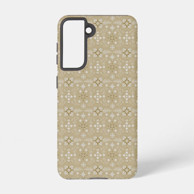 Gold and White Taika Pattern  Samsung Galaxy S21 Case (Back)