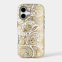 Gold And White Vintage Floral Paisley