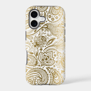 Gold And White Vintage Floral Paisley