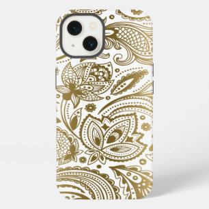 Gold And White Vintage Floral Paisley iPhone 13 Case
