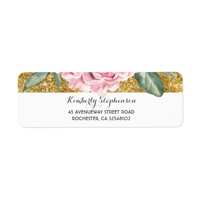 Gold and White Vintage Floral Pink Wedding (Front)