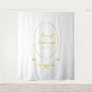 Gold and White Wedding Backdrop Tapestry