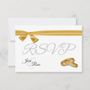 Gold and White Wedding RSVP Card
