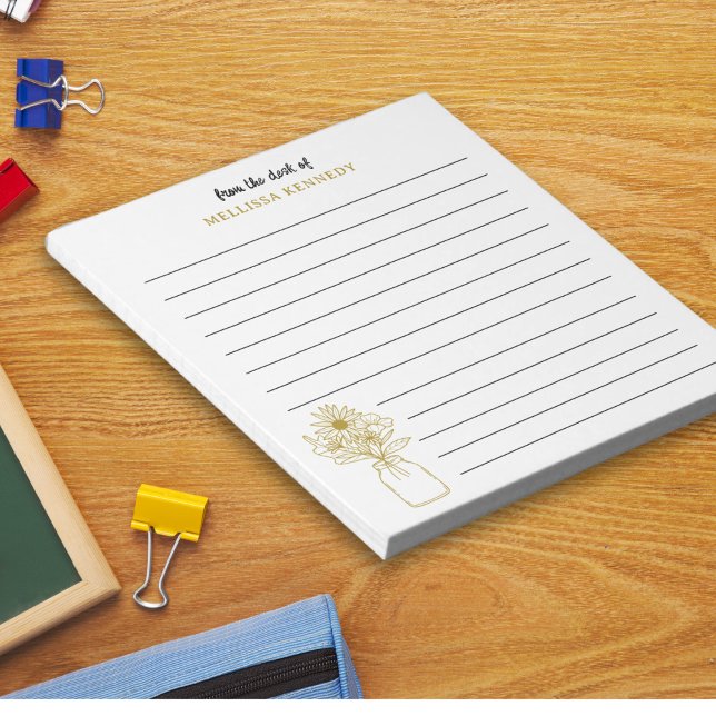 Gold And White Wildflower Lined From The Desk Of Notepad (Creator Uploaded)