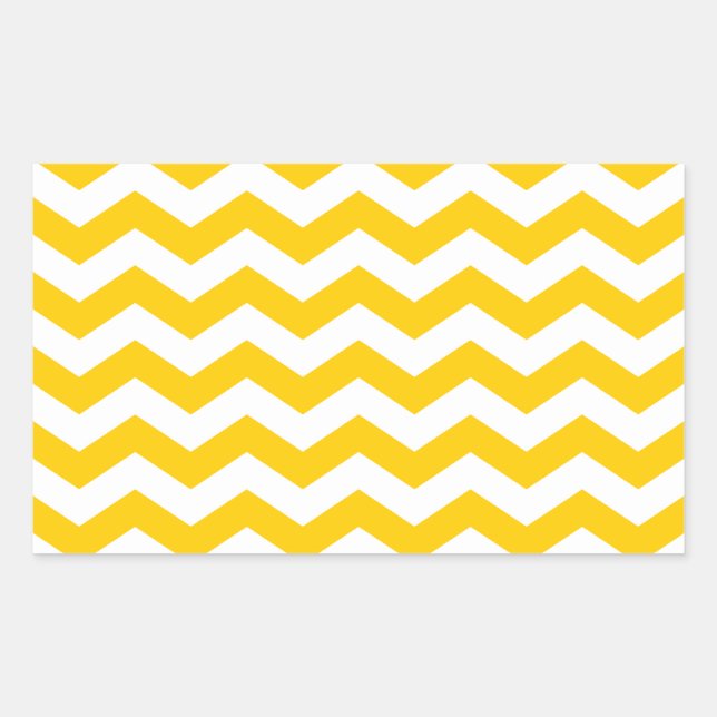 Gold and White Zigzag Rectangular Sticker (Front)