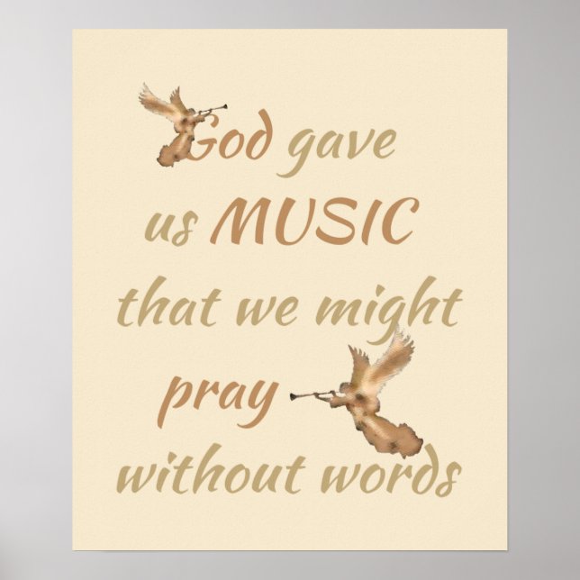 Gold Angel God Gave us Music Quote Poster (Front)