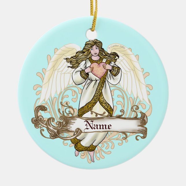Gold Angel Heart  ornament (Front)