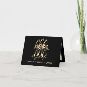Gold Angel on Black Peace Holiday Card