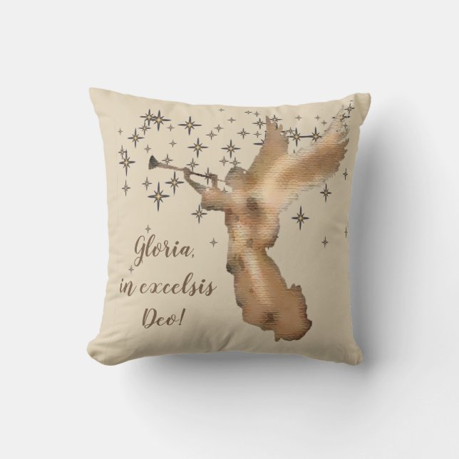 Gold Angel Stars Christmas Carol Quote Cushion (Front)
