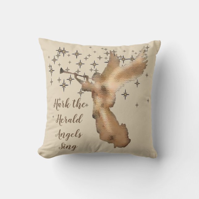 Gold Angel Stars Christmas Quote Cushion (Front)