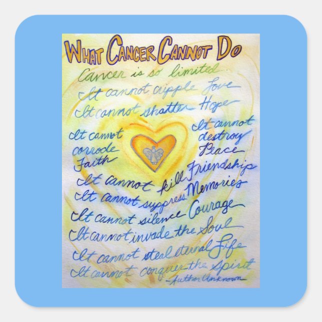 Gold Angel What Cancer Cannot Do Poem Decals Square Sticker (Front)