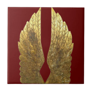 Gold Angel Wings Ceramic Tile