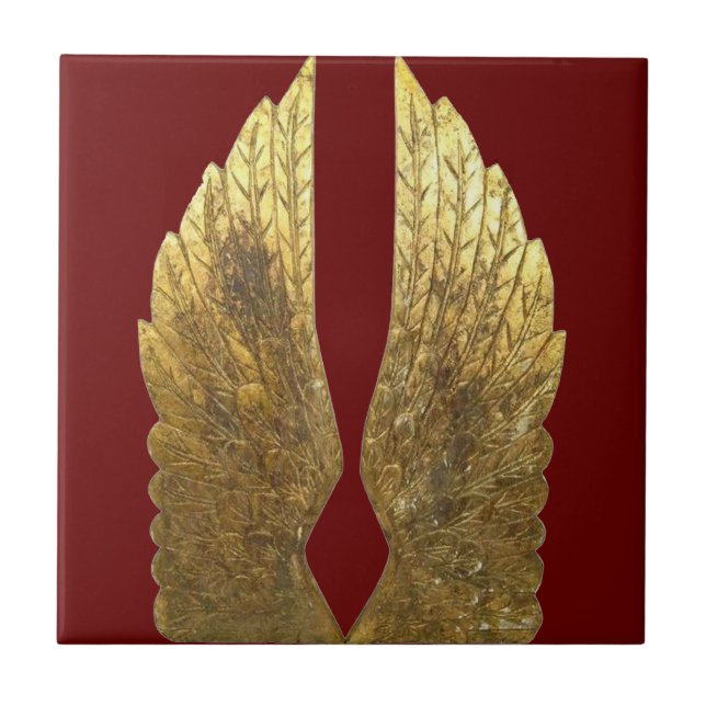 Gold Angel Wings Ceramic Tile (Front)