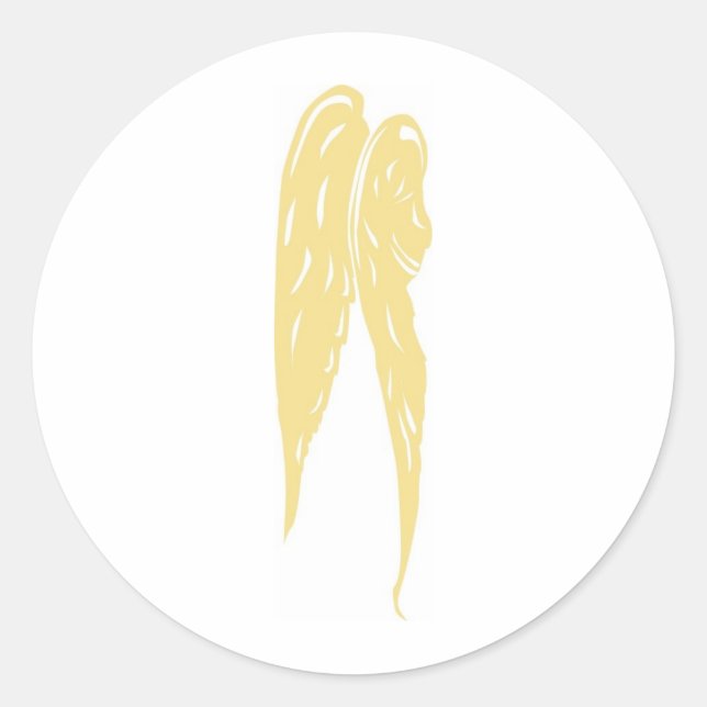 Gold Angel Wings Classic Round Sticker (Front)