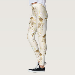 Gold Angels on White Leggings