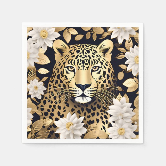 Gold Animal Leopard Napkin (Front)