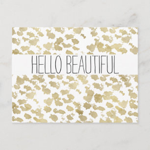 Gold Animal Print Abstract Hello Beautiful Postcard