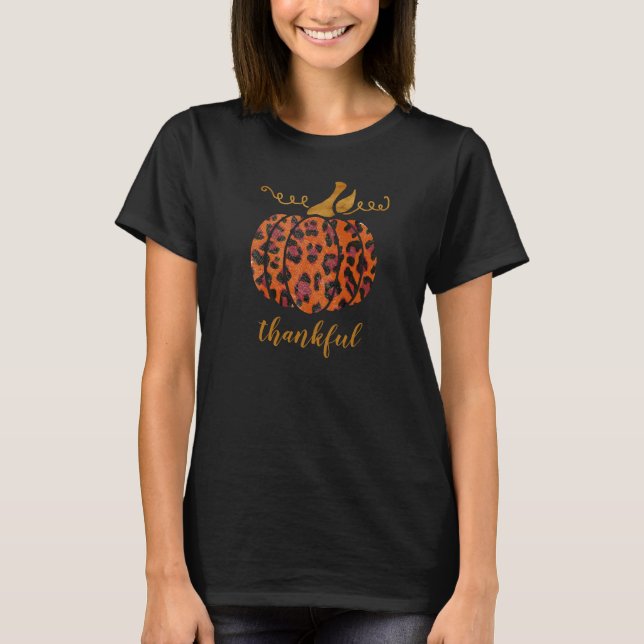 Gold & animal-print pumpkin personalised  T-Shirt (Front)