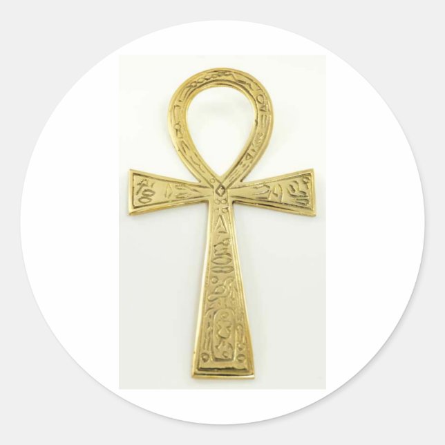 Gold Ankh Classic Round Sticker (Front)