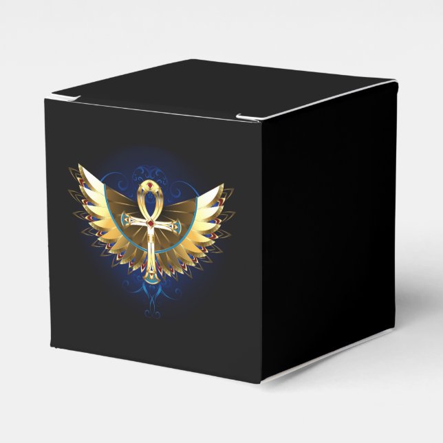 Gold Ankh with Wings Favour Box (Front Side)