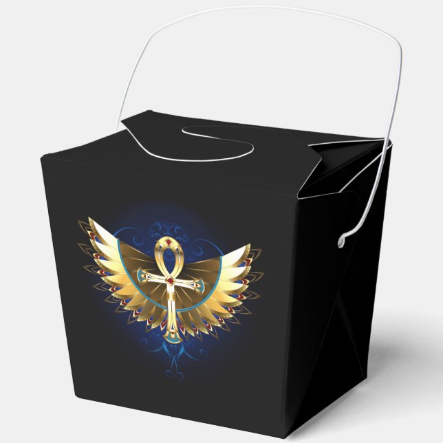 Gold Ankh with Wings Favour Box (Front)